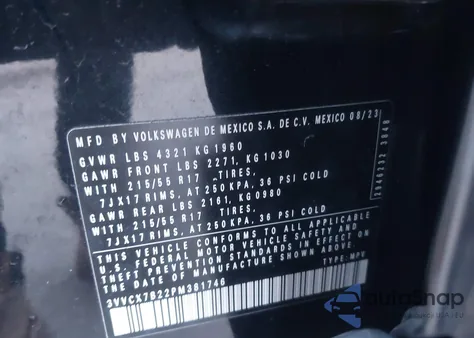 2023 Volkswagen Taos 1.5T S from USA, damaged, VIN 3VVCX7B22PM381746